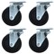 Bk Resources 5-inch Plate Casters, Polyolefin Wheels, Top Lock Brake, 300lb Capacity, 4PK 5SBR-1PT-LDP-PS4 - alternate 4
